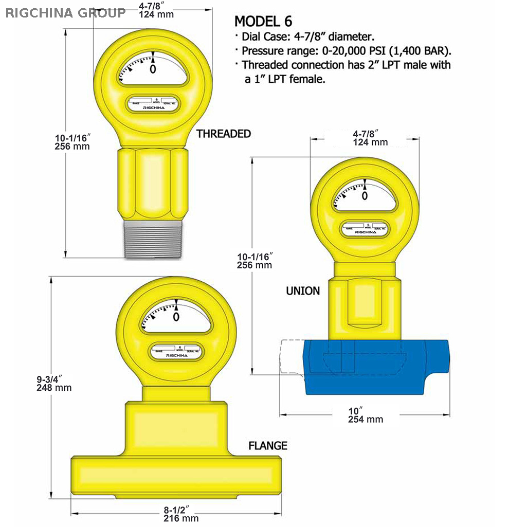 Type F Mud Pump Pressure Gauge (Model 6) 
