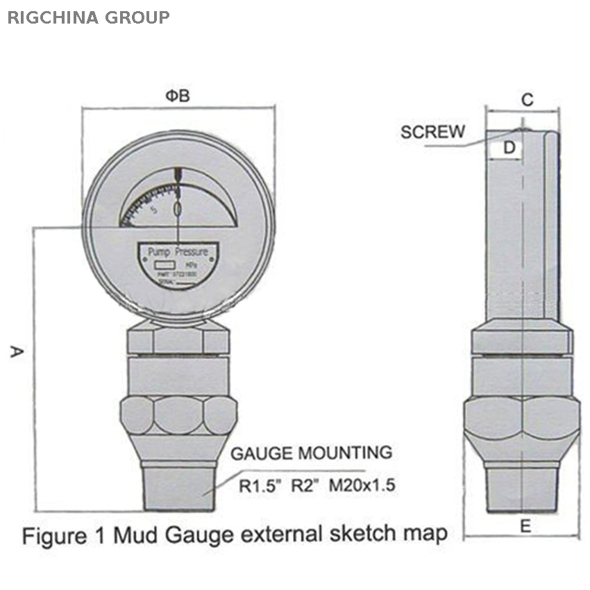 Standpipe type Mud Pump Pressure Gauge Model YK-100
